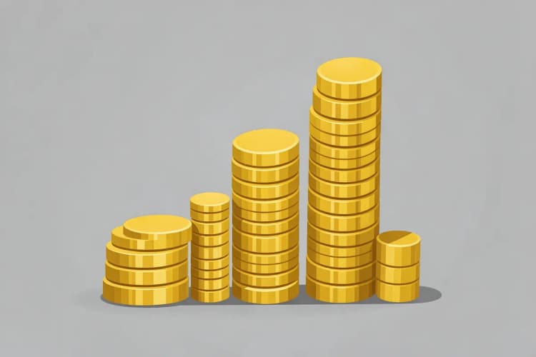 Um gráfico de barras ascendente feito de moedas de ouro empilhadas, simbolizando o crescimento e a proteção de um negócio.