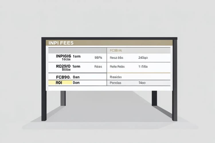 Tabela de taxas do INPI com valores em reais